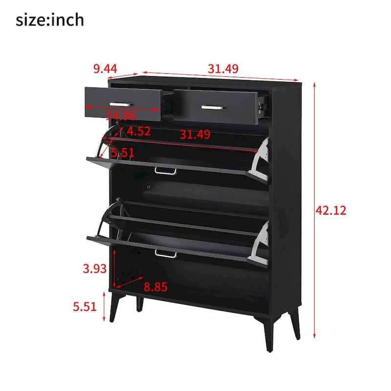 Großer freistehender Schuhschrank mit Kippfächern und Stauraum