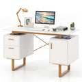 130 cm Home-Office-Schreibtisch mit schwebender Arbeitsplatte und zwei Schubladen