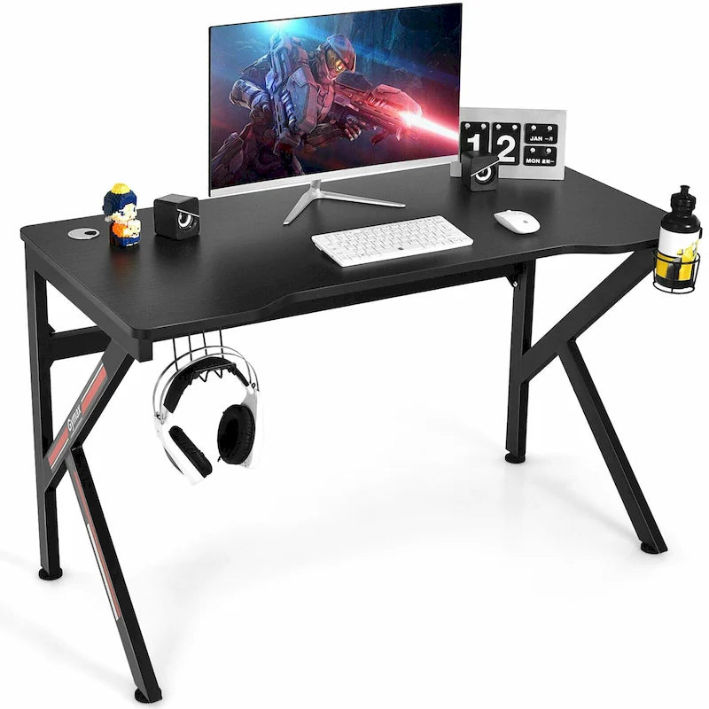 48" K-förmiger Gaming-Tisch mit Getränkehalter