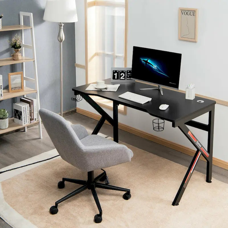 48" K-förmiger Gaming-Tisch mit Getränkehalter