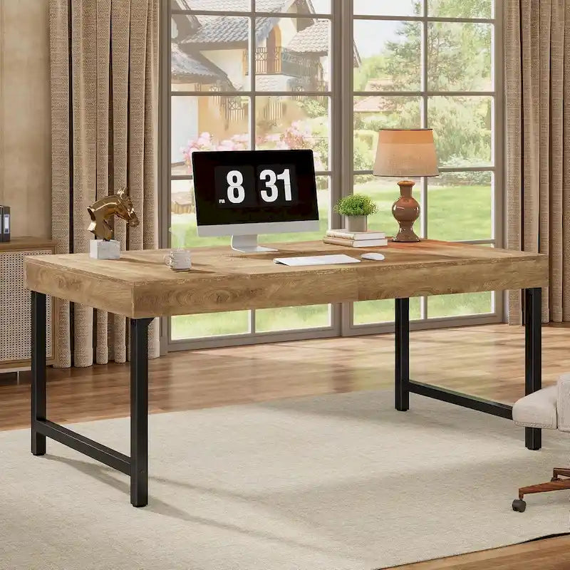 55 Zoll Industrie-Cheftisch, rustikaler einfacher Computer-Laptoptisch mit stabilen Metallbeinen
