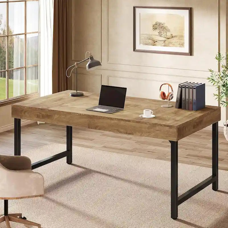 55 Zoll Industrie-Cheftisch, rustikaler einfacher Computer-Laptoptisch mit stabilen Metallbeinen