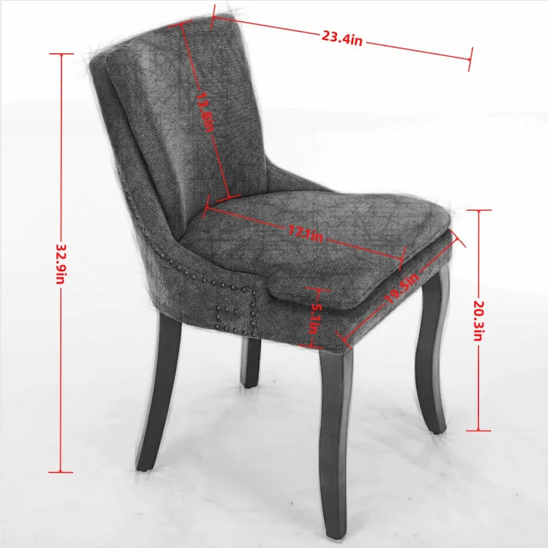 Moderne Esszimmerstühle 2er-Set, Esszimmerstühle mit Chenille-Bezug, Akzent-Loungesessel für Wohnzimmer mit geschwungenen Massivholzbeinen