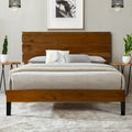 Braunes Kingsize-Bett aus Massivholz im Mid-Century Modern Stil