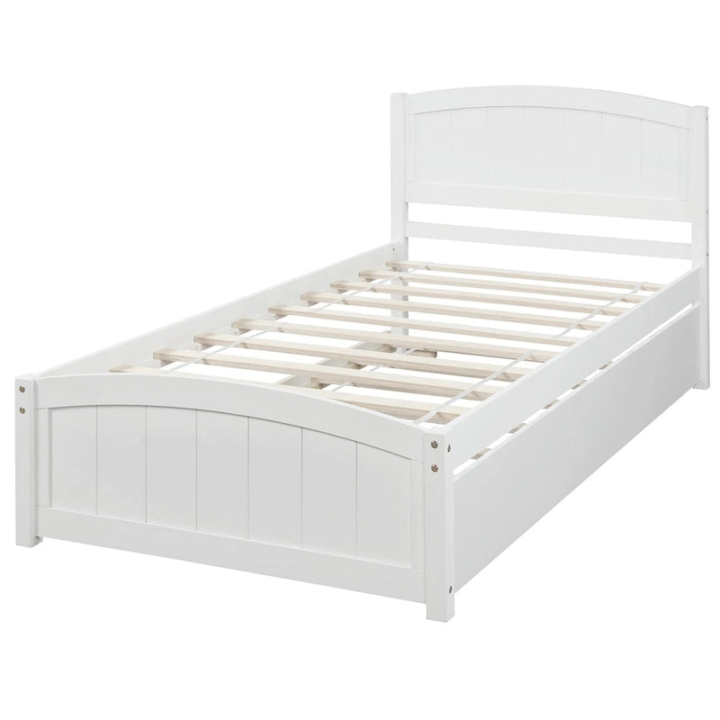 Kiefer-Plattformbett mit Ausziehbett und Kopfteil