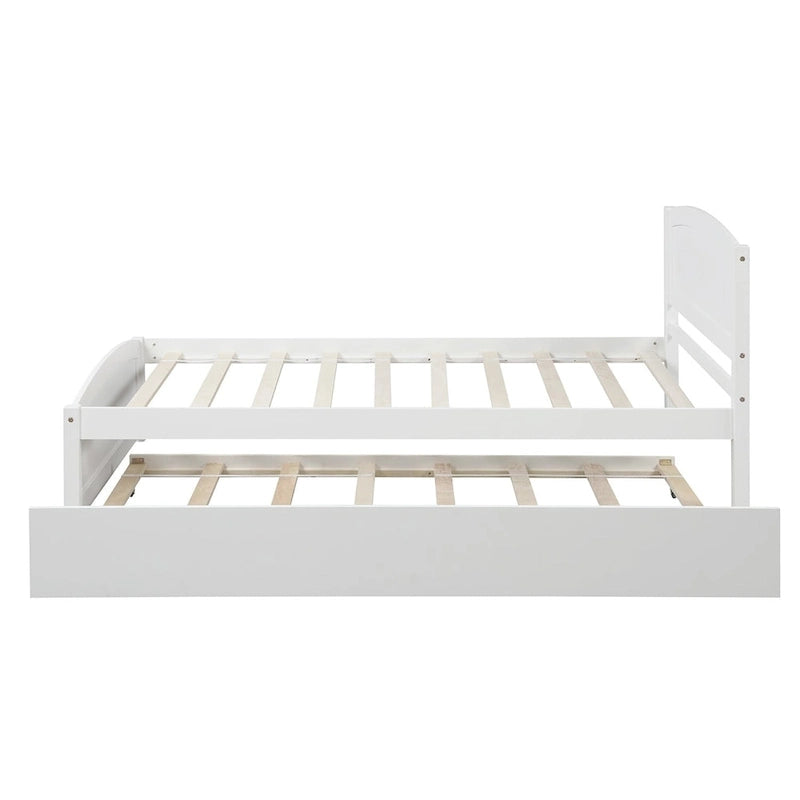 Kiefer-Plattformbett mit Ausziehbett und Kopfteil