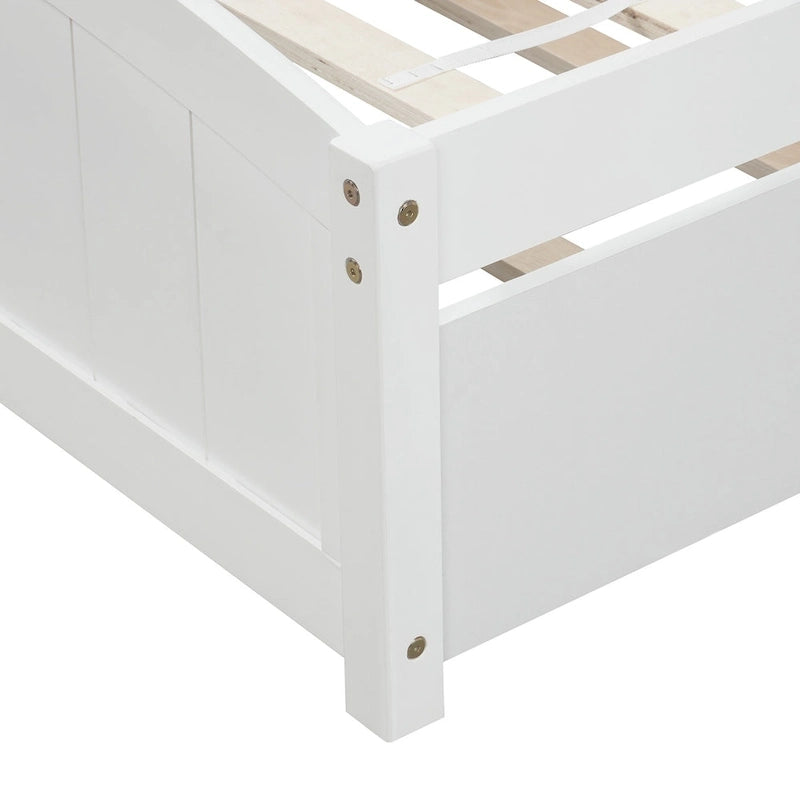 Kiefer-Plattformbett mit Ausziehbett und Kopfteil