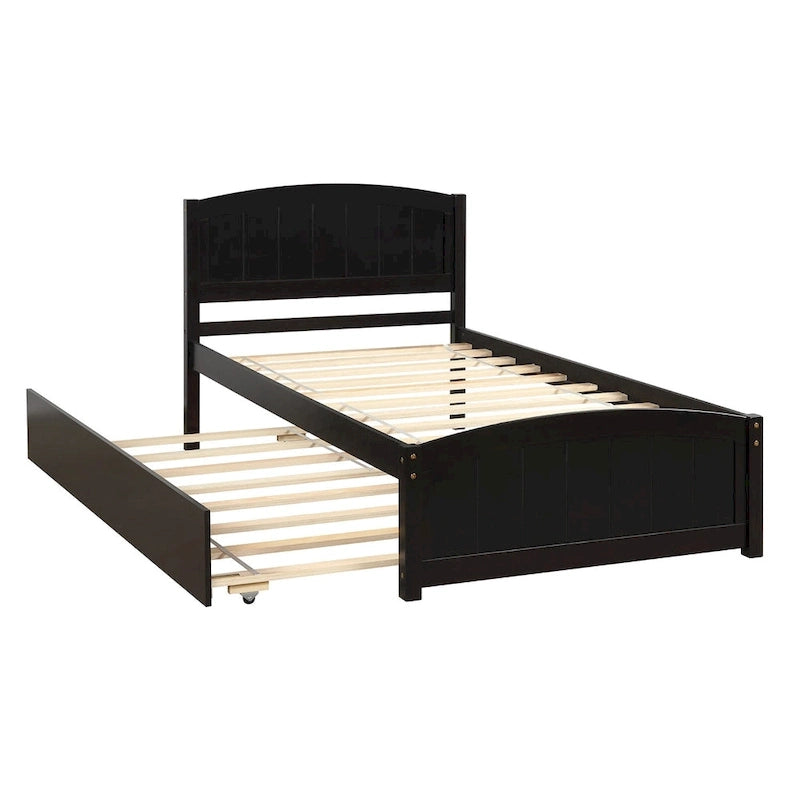 Kiefer-Plattformbett mit Ausziehbett und Kopfteil