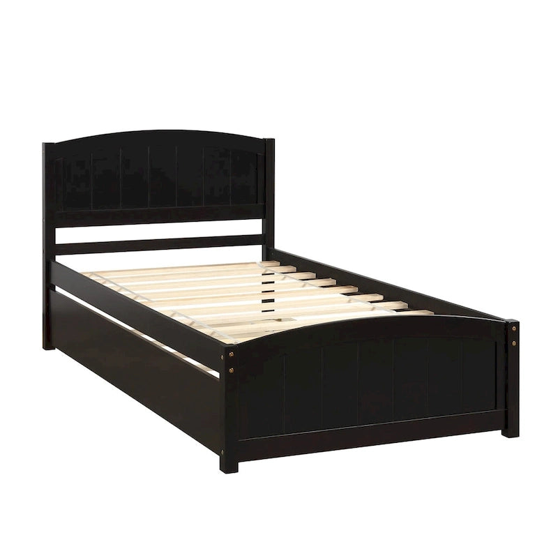 Kiefer-Plattformbett mit Ausziehbett und Kopfteil