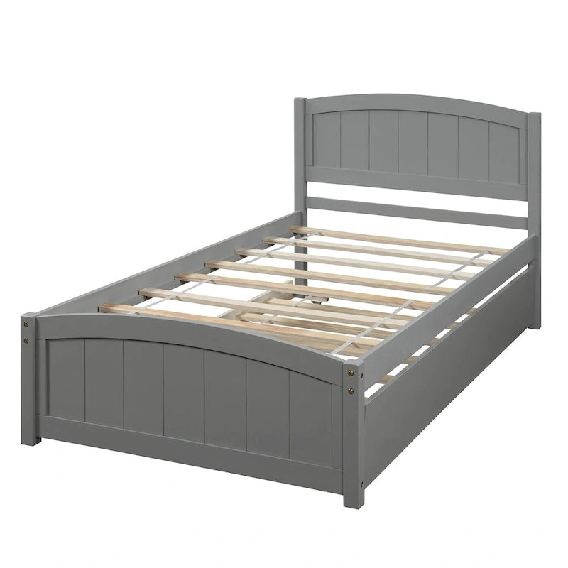Kiefer-Plattformbett mit Ausziehbett und Kopfteil
