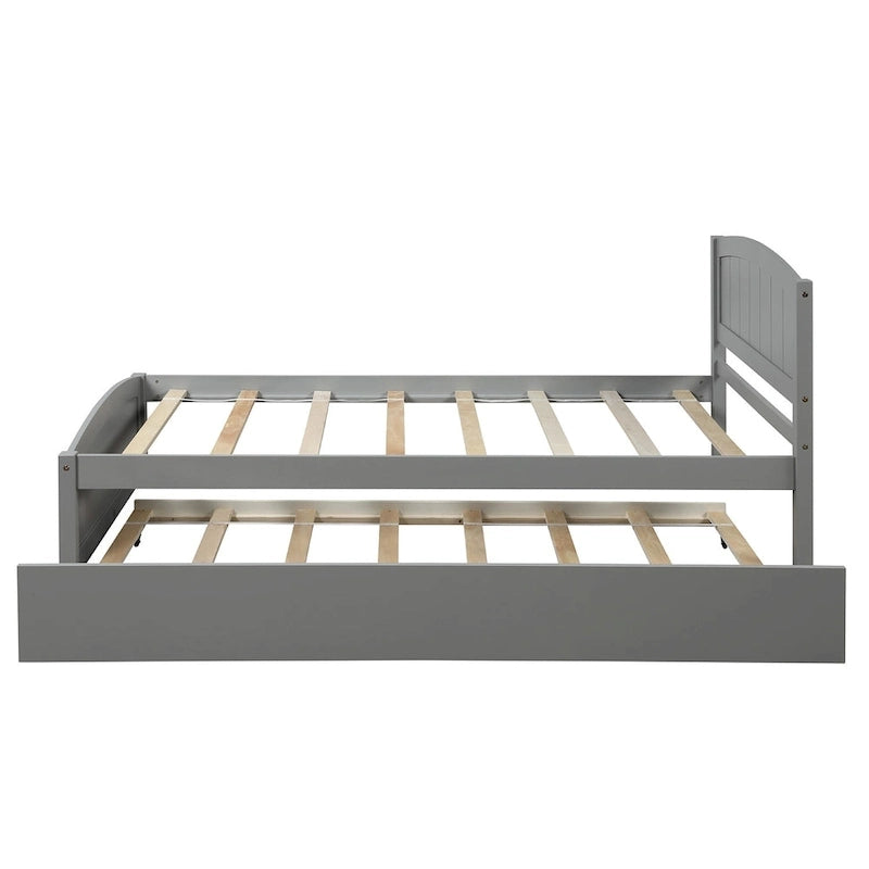 Kiefer-Plattformbett mit Ausziehbett und Kopfteil