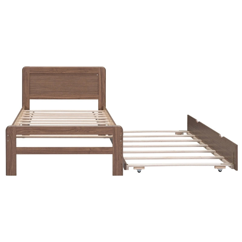 Plattformbett aus Kautschukholz mit Ausziehbett