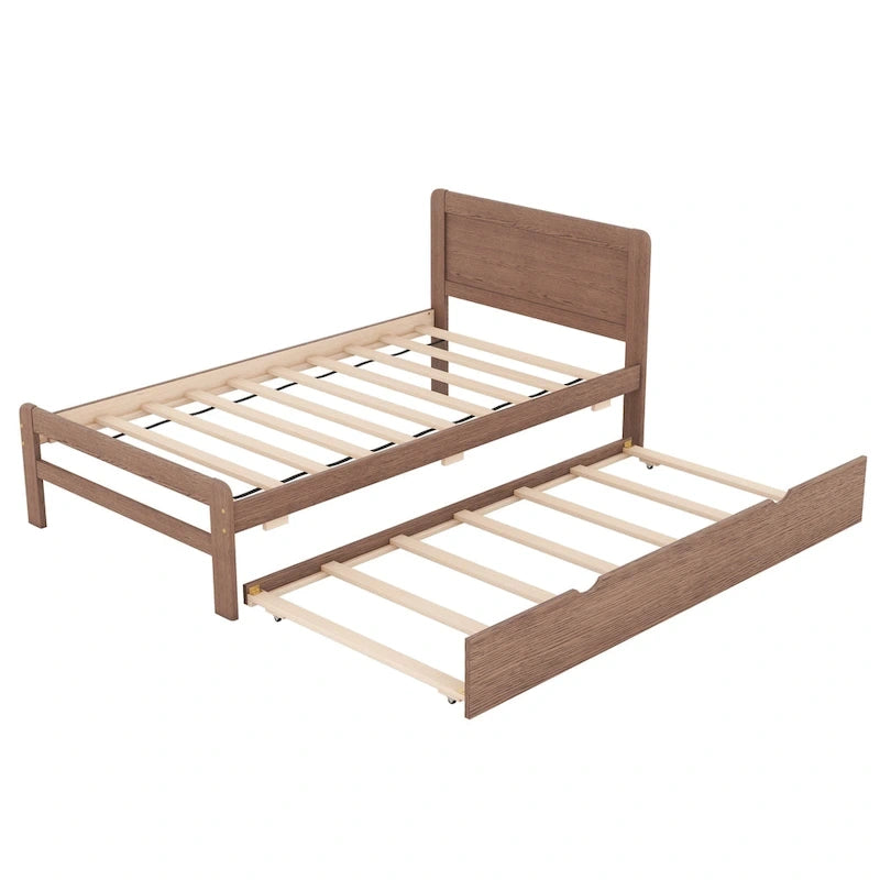 Plattformbett aus Kautschukholz mit Ausziehbett
