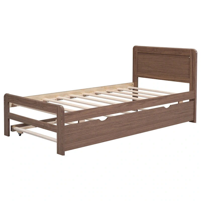 Plattformbett aus Kautschukholz mit Ausziehbett