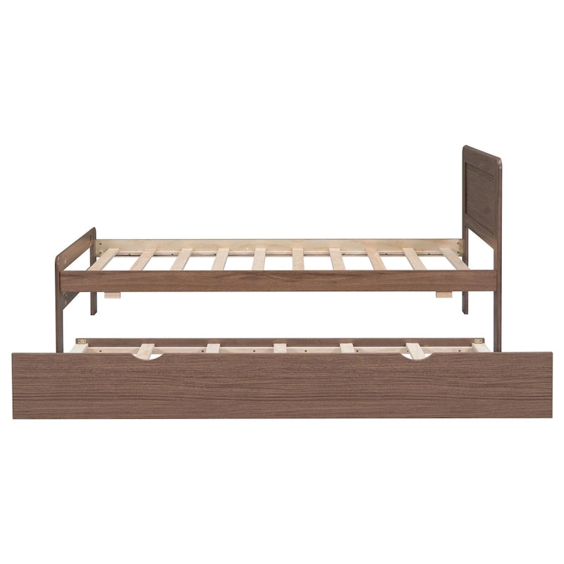 Plattformbett aus Kautschukholz mit Ausziehbett