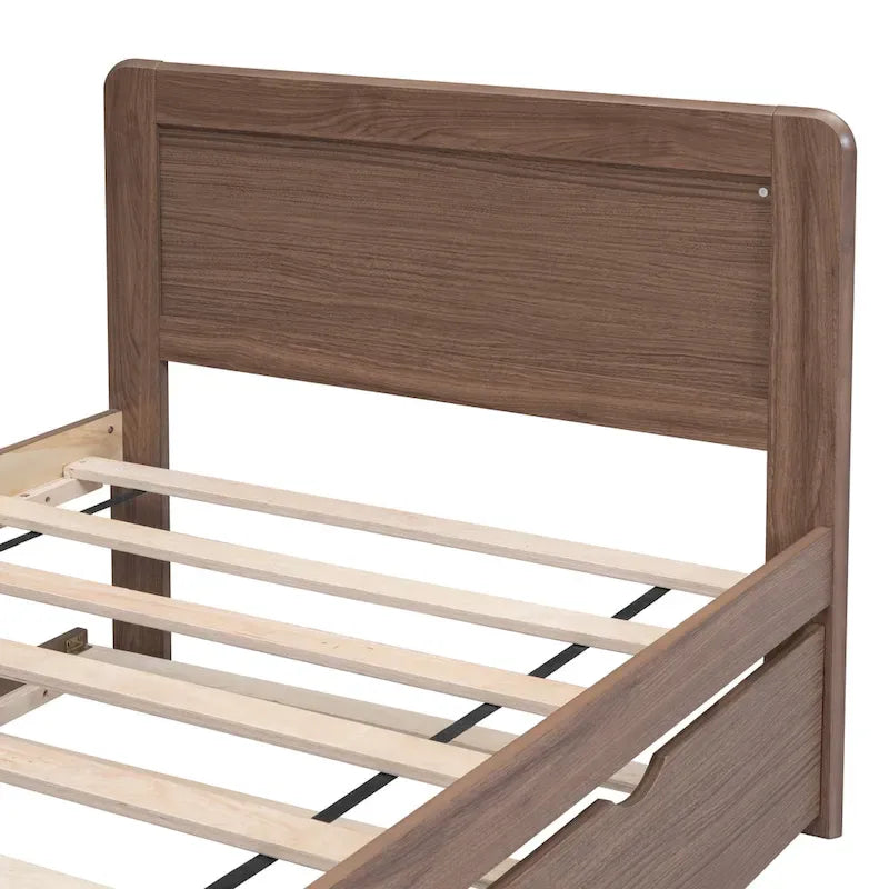 Plattformbett aus Kautschukholz mit Ausziehbett