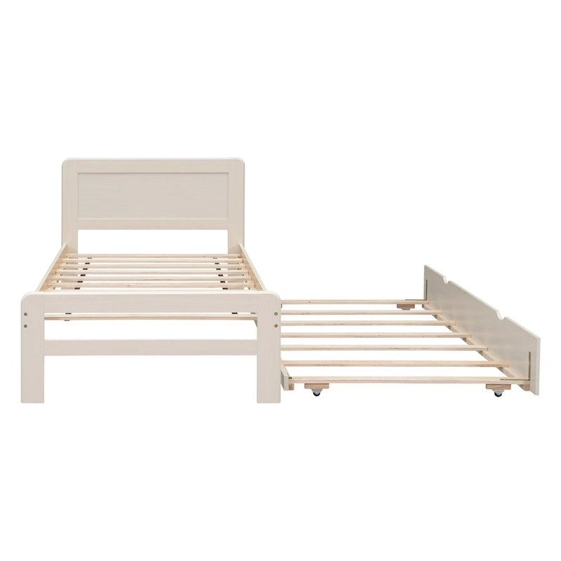 Plattformbett aus Kautschukholz mit Ausziehbett
