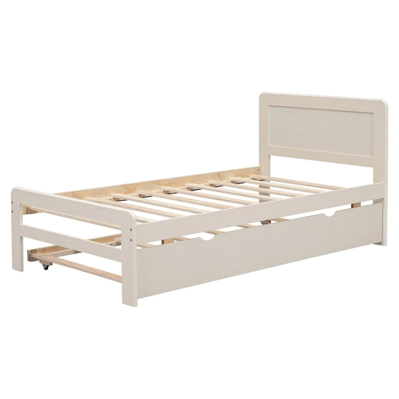 Plattformbett aus Kautschukholz mit Ausziehbett
