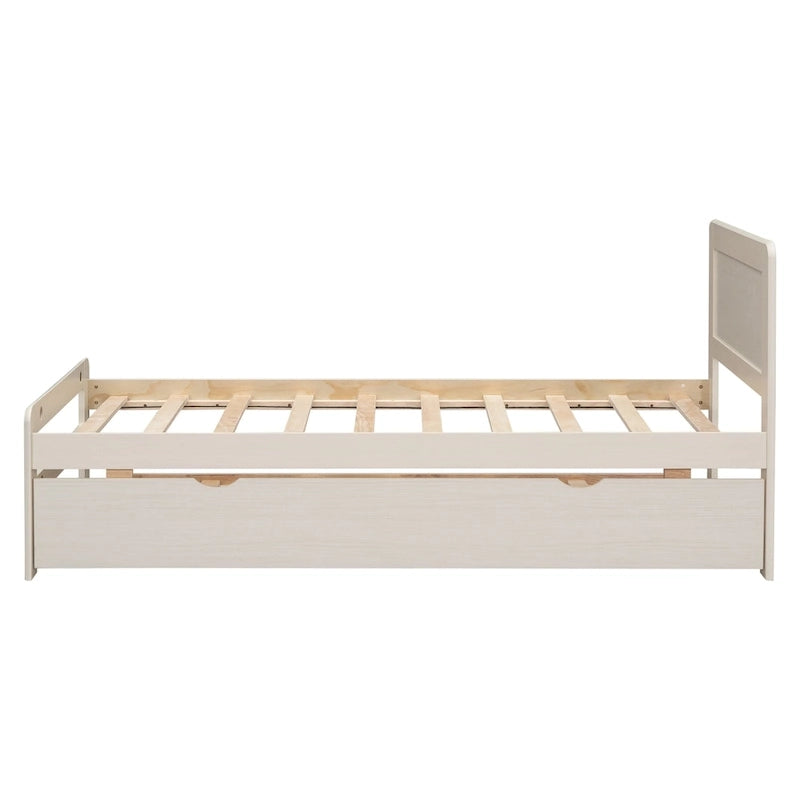 Plattformbett aus Kautschukholz mit Ausziehbett