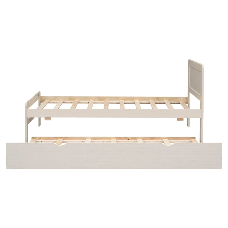 Plattformbett aus Kautschukholz mit Ausziehbett