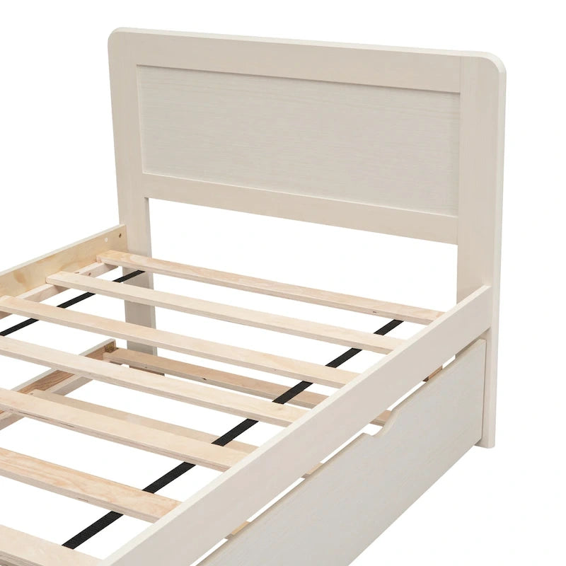 Plattformbett aus Kautschukholz mit Ausziehbett