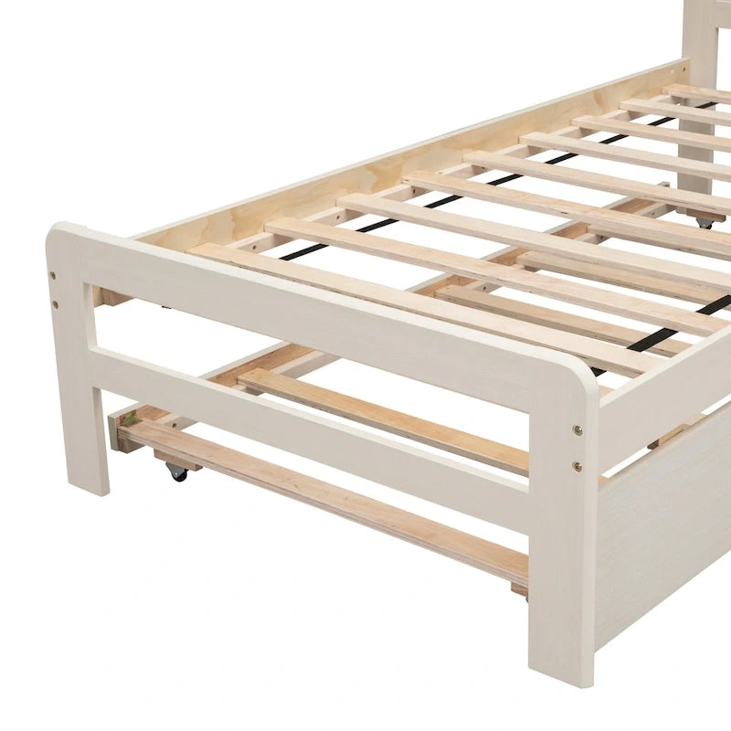 Plattformbett aus Kautschukholz mit Ausziehbett