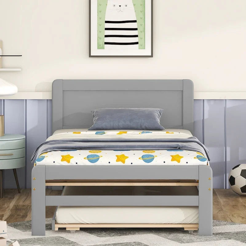 Plattformbett aus Kautschukholz mit Ausziehbett