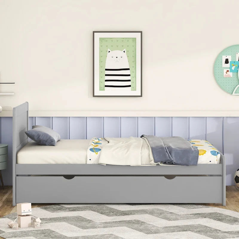 Plattformbett aus Kautschukholz mit Ausziehbett