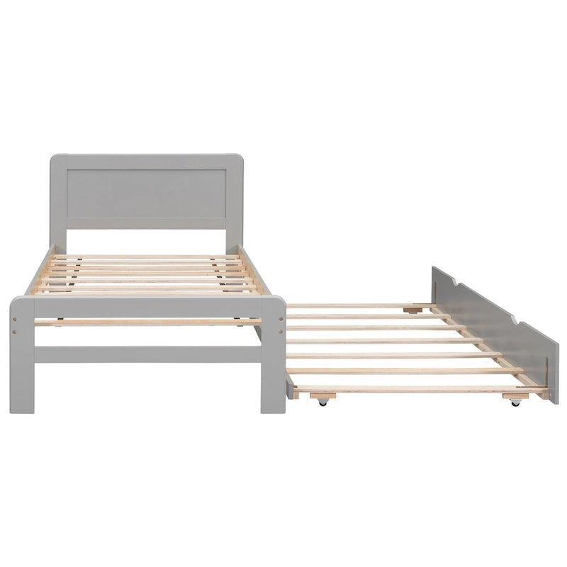 Plattformbett aus Kautschukholz mit Ausziehbett