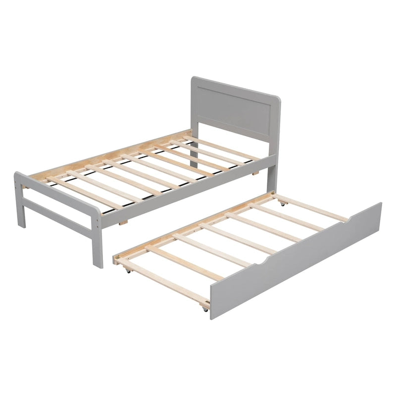 Plattformbett aus Kautschukholz mit Ausziehbett