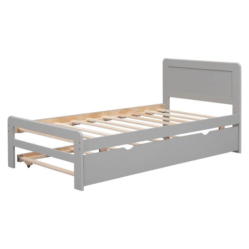 Plattformbett aus Kautschukholz mit Ausziehbett
