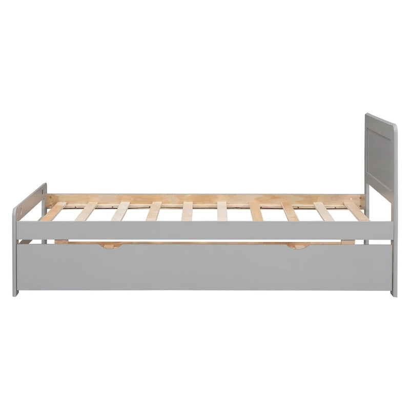 Plattformbett aus Kautschukholz mit Ausziehbett