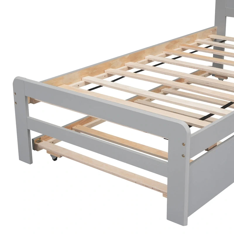Plattformbett aus Kautschukholz mit Ausziehbett