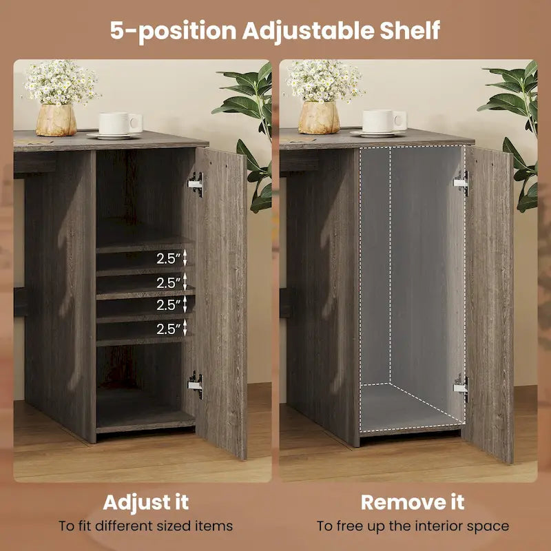 53 Zoll Home-Office-Schreibtisch mit integrierten Steckdosen, USB-Anschlüssen und Stauraum