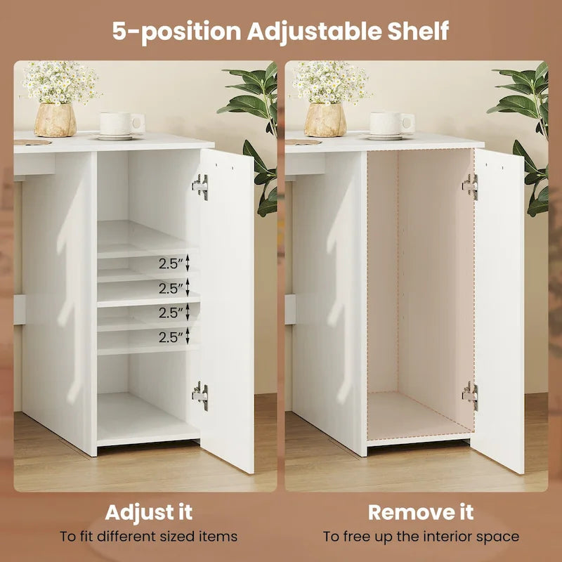 53 Zoll Home-Office-Schreibtisch mit integrierten Steckdosen, USB-Anschlüssen und Stauraum