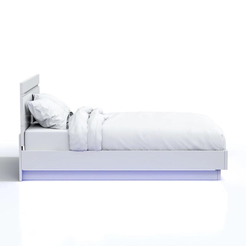 Modernes weißes LED-Podestbett