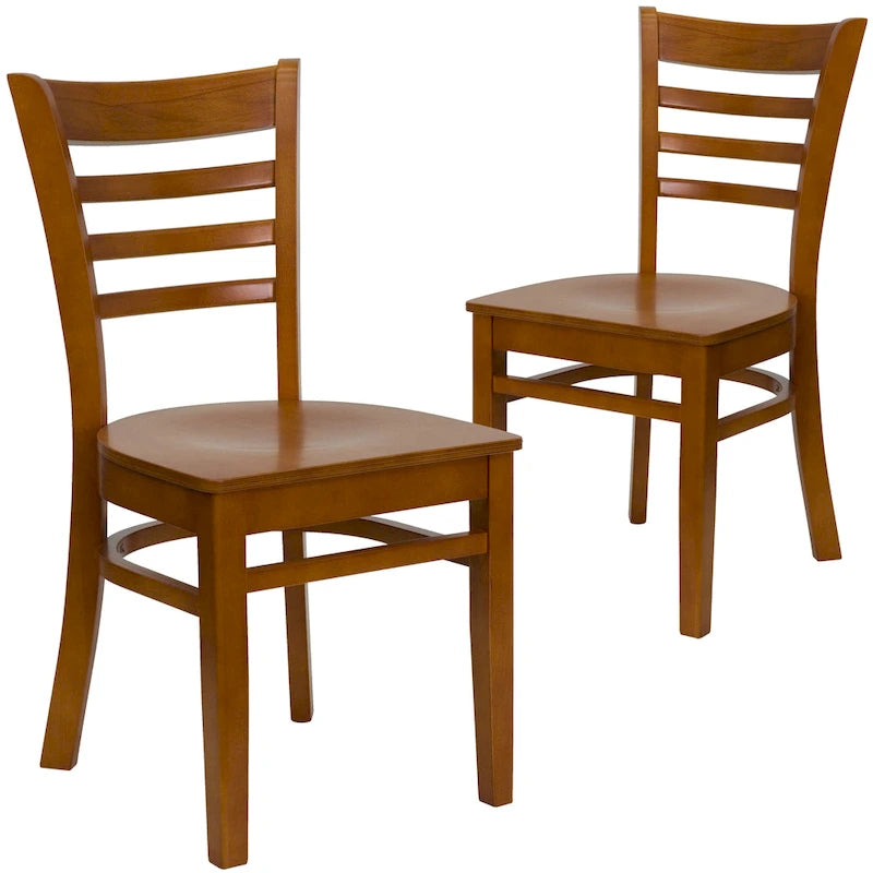 Holzstuhl mit Leitersprossen-Rückenlehne für Restaurants, 2er-Set