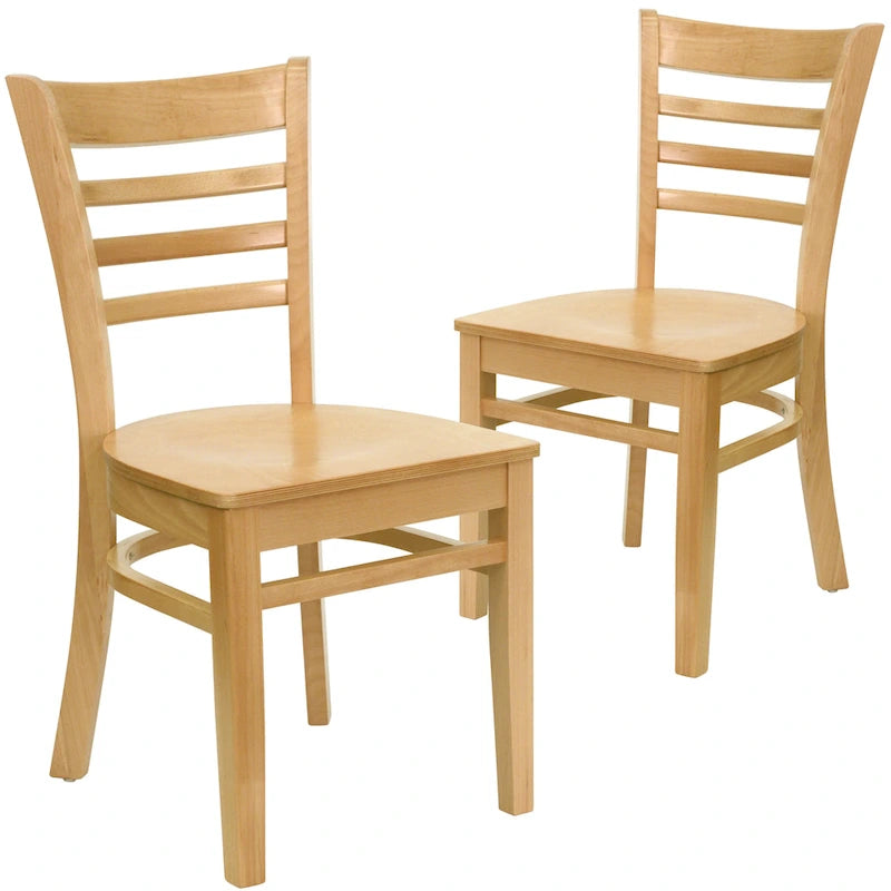 Holzstuhl mit Leitersprossen-Rückenlehne für Restaurants, 2er-Set