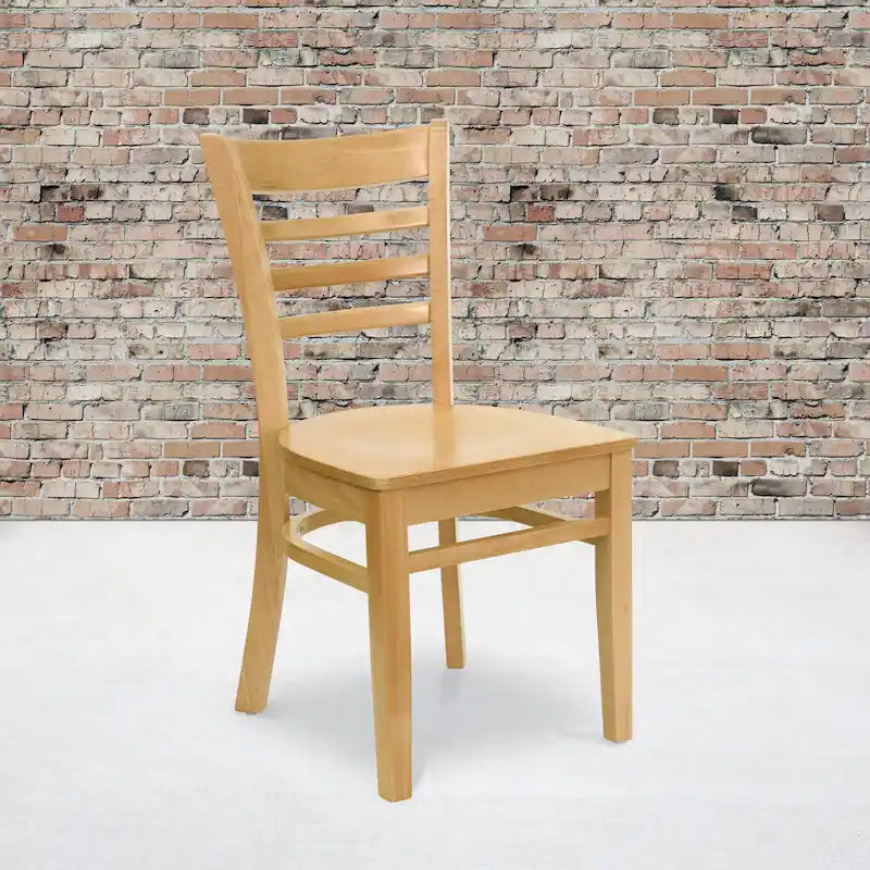 Holzstuhl mit Leitersprossen-Rückenlehne für Restaurants, 2er-Set