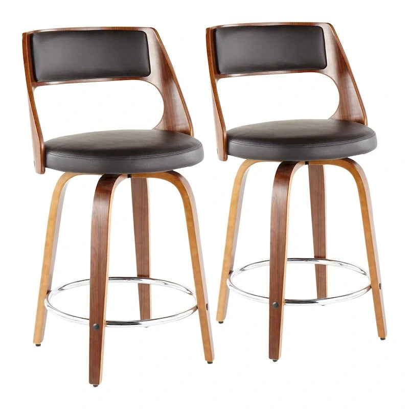 Mid-Century Modern drehbarer Tresenhocker, 2er-Set