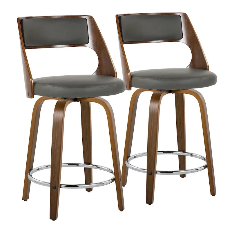 Mid-Century Modern drehbarer Tresenhocker, 2er-Set