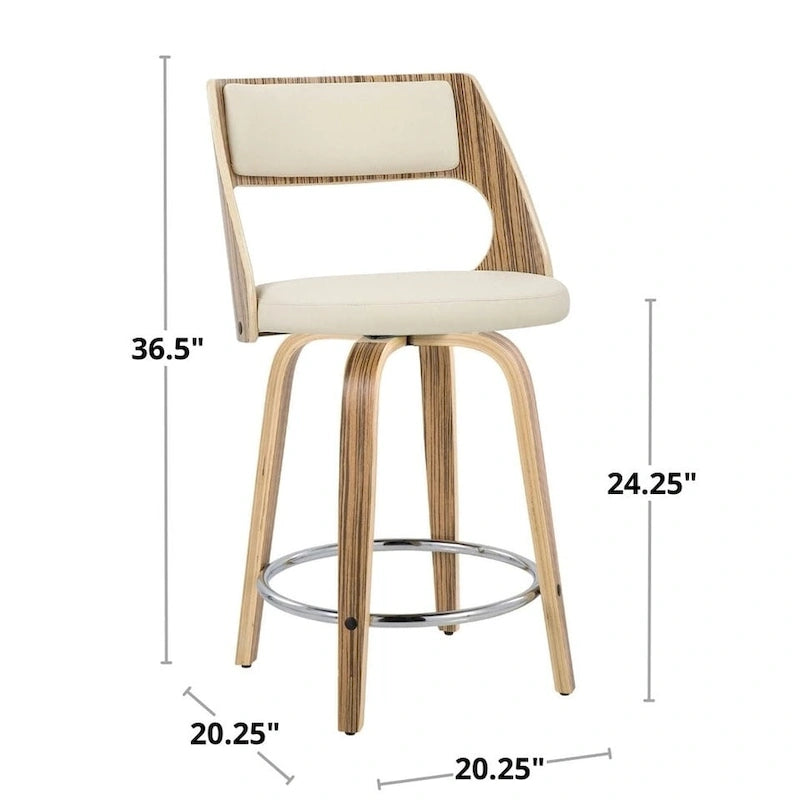 Mid-Century Modern drehbarer Tresenhocker, 2er-Set