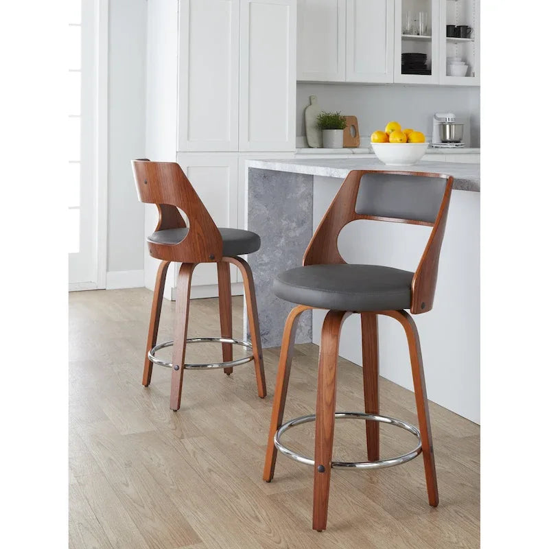 Mid-Century Modern drehbarer Tresenhocker, 2er-Set