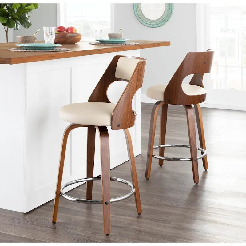 Mid-Century Modern drehbarer Tresenhocker, 2er-Set