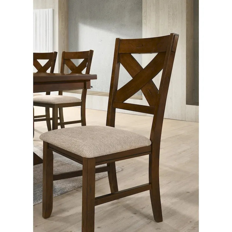 Esszimmerstühle aus Massivholz mit gekreuzter Rückenlehne, 2er-Set