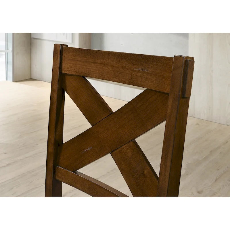 Esszimmerstühle aus Massivholz mit gekreuzter Rückenlehne, 2er-Set