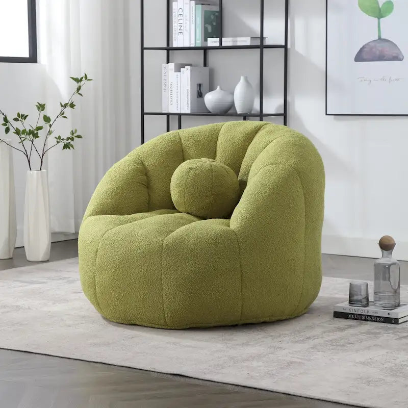 Bouclé runder Sitzsack mit Kissen
