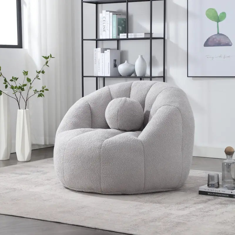 Bouclé runder Sitzsack mit Kissen