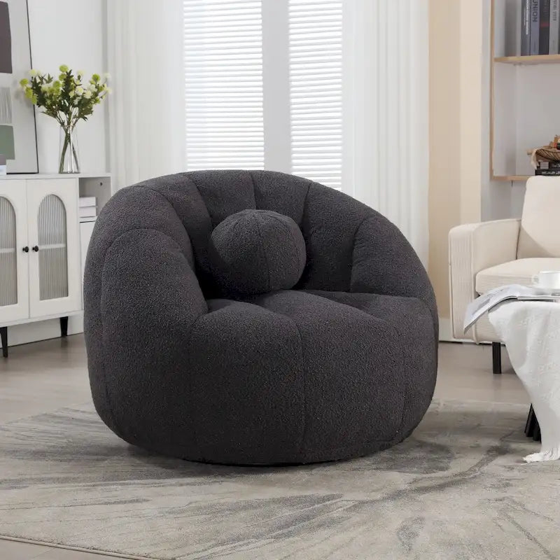 Bouclé runder Sitzsack mit Kissen