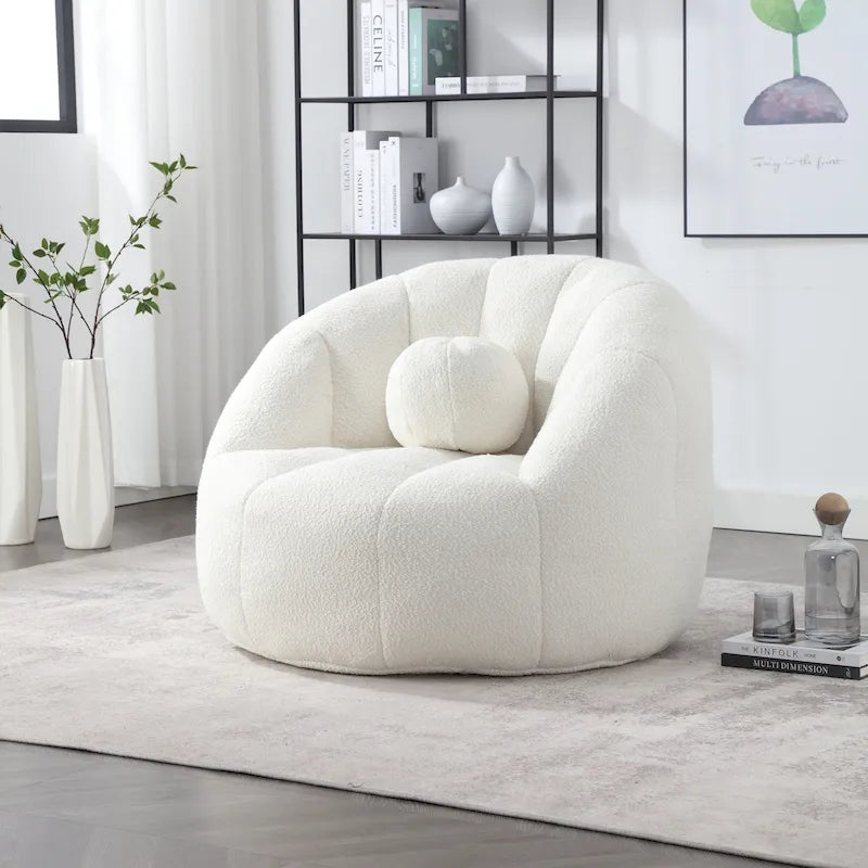 Bouclé runder Sitzsack mit Kissen